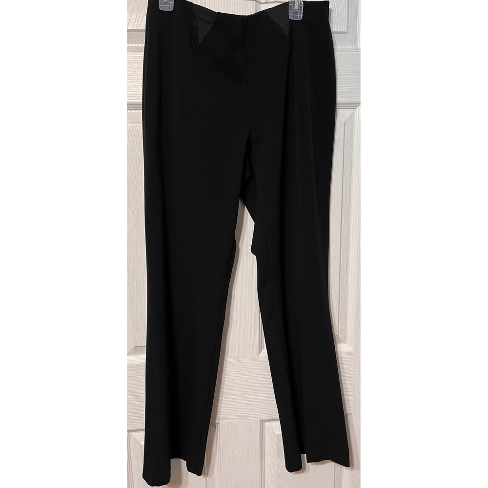 Kim Rogers Womens Black Pull On Straight Leg Dress Pants Size 12R Elastic Waist